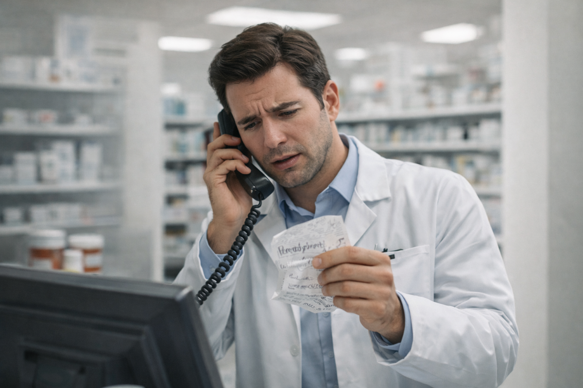 Paper prescription problems / pharmacist clarification scenario